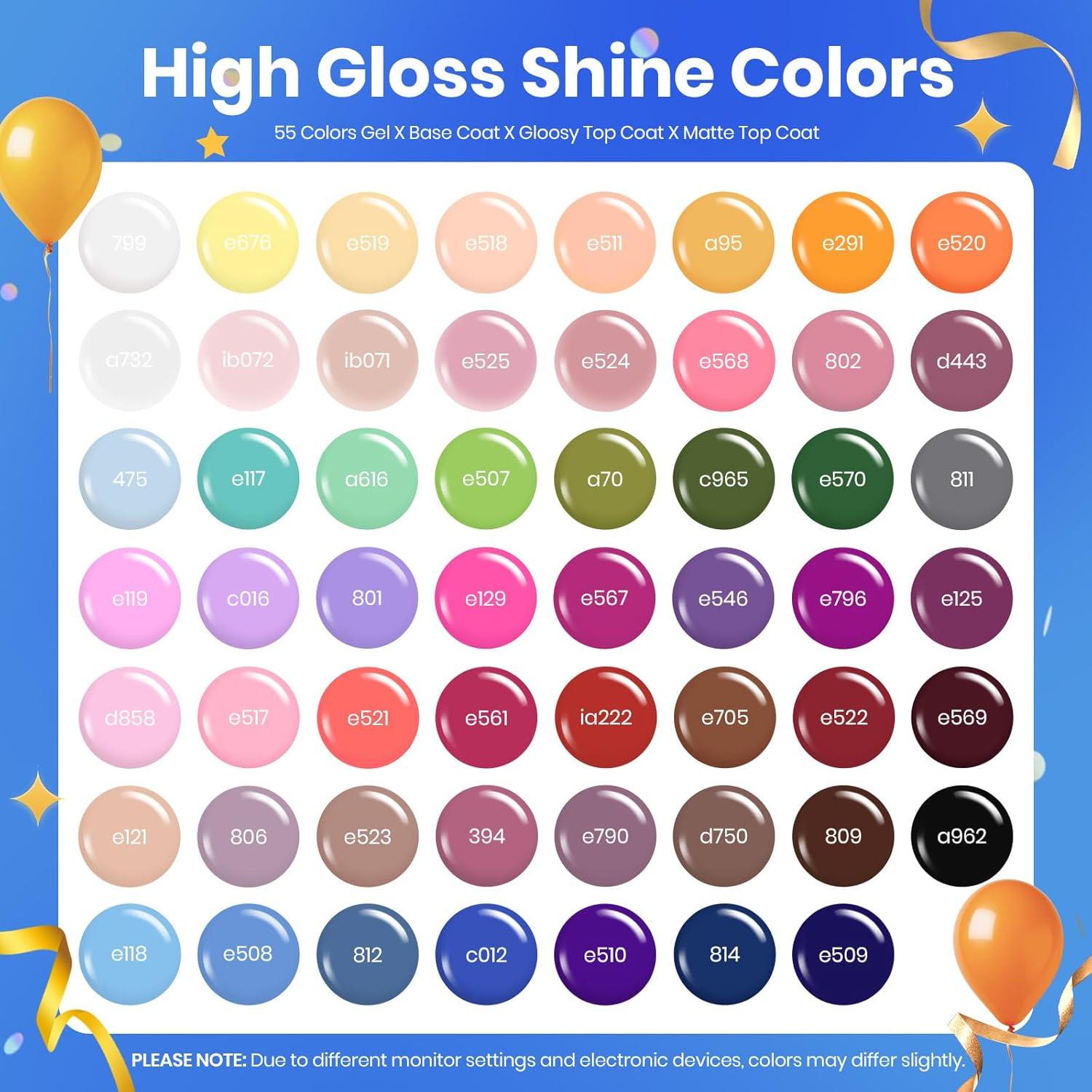 Kit de Esmalte de Uñas en Gel Beetles 63 Piezas 55 Colores