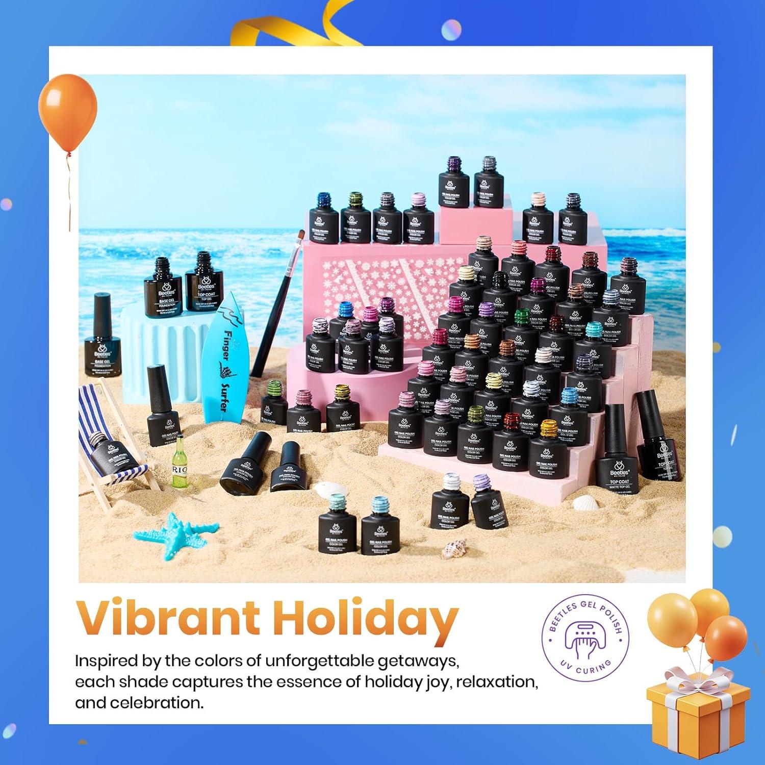 Kit de Esmalte de Uñas en Gel Beetles 63 Piezas 55 Colores
