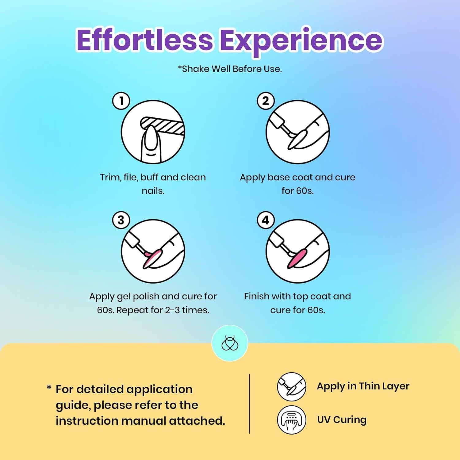 Kit de Esmalte de Uñas en Gel Beetles 63 Piezas 55 Colores