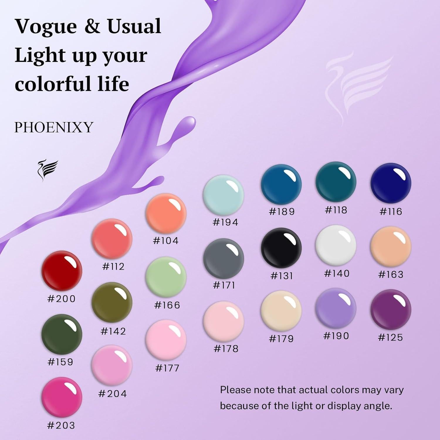 Set de Esmalte de Uñas en Gel Phoenixy 24 Pcs 21 Colores