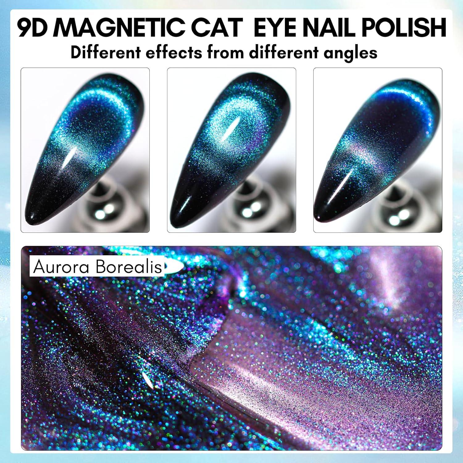 Esmalte de Uñas Gel Cat Eye Azul Makartt 10ml Efecto Aurora