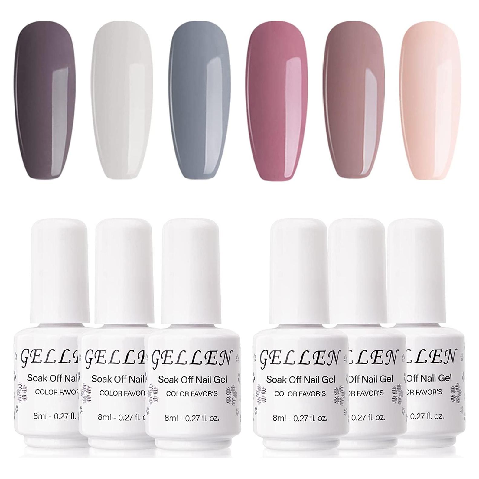 Set de Esmalte de Uñas Gel Gellen 6 Colores Nude UV