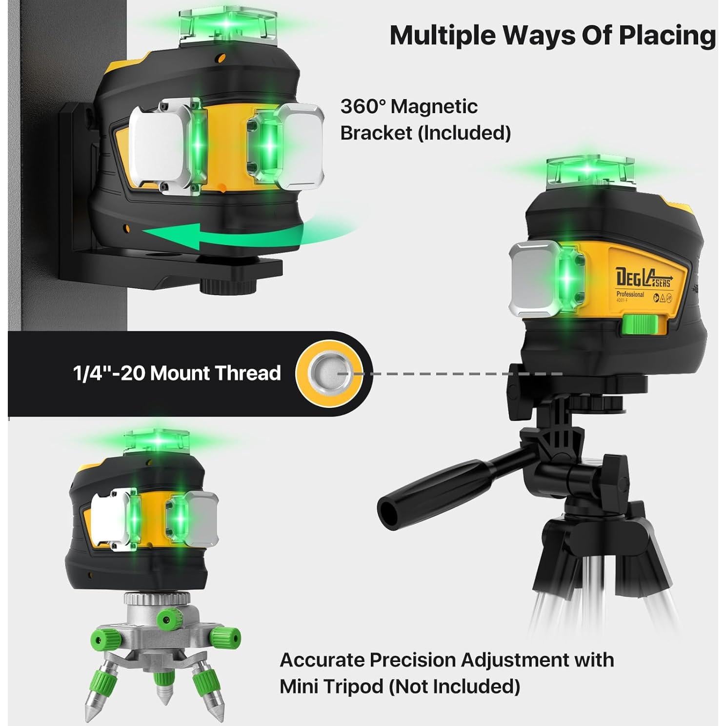 Nivel Láser 360° Autonivelante DegLasers F12U Verde