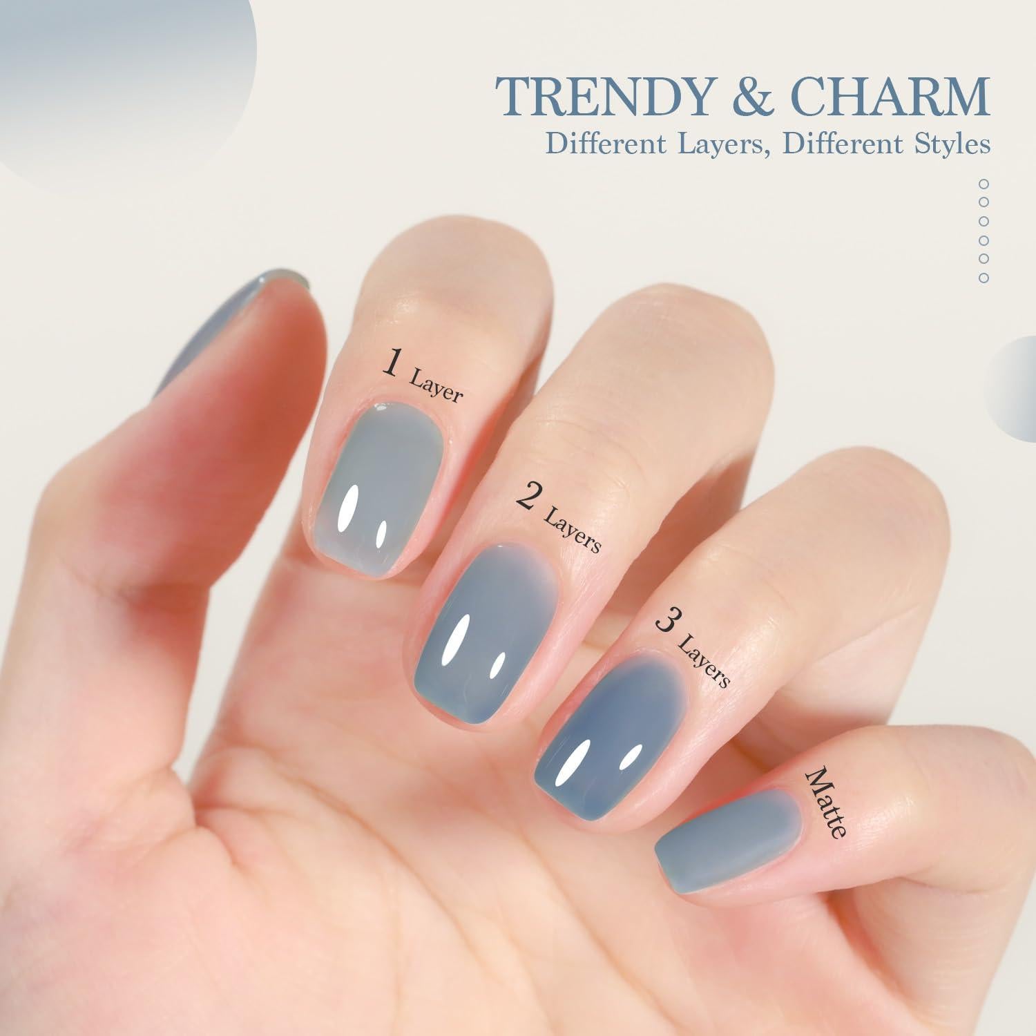 Gel de Uñas Translucido GAOY 16ml Azul Hazy Curado UV
