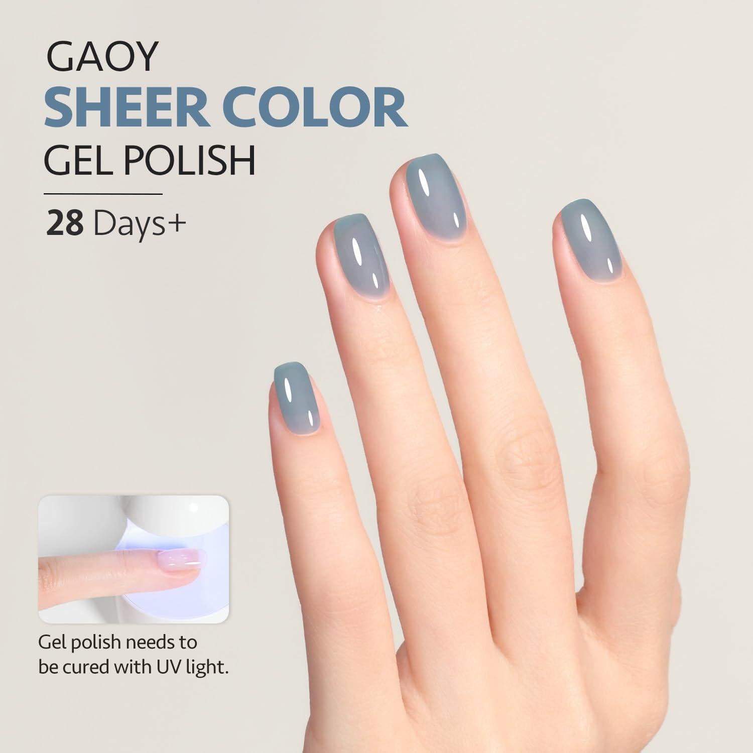 Gel de Uñas Translucido GAOY 16ml Azul Hazy Curado UV