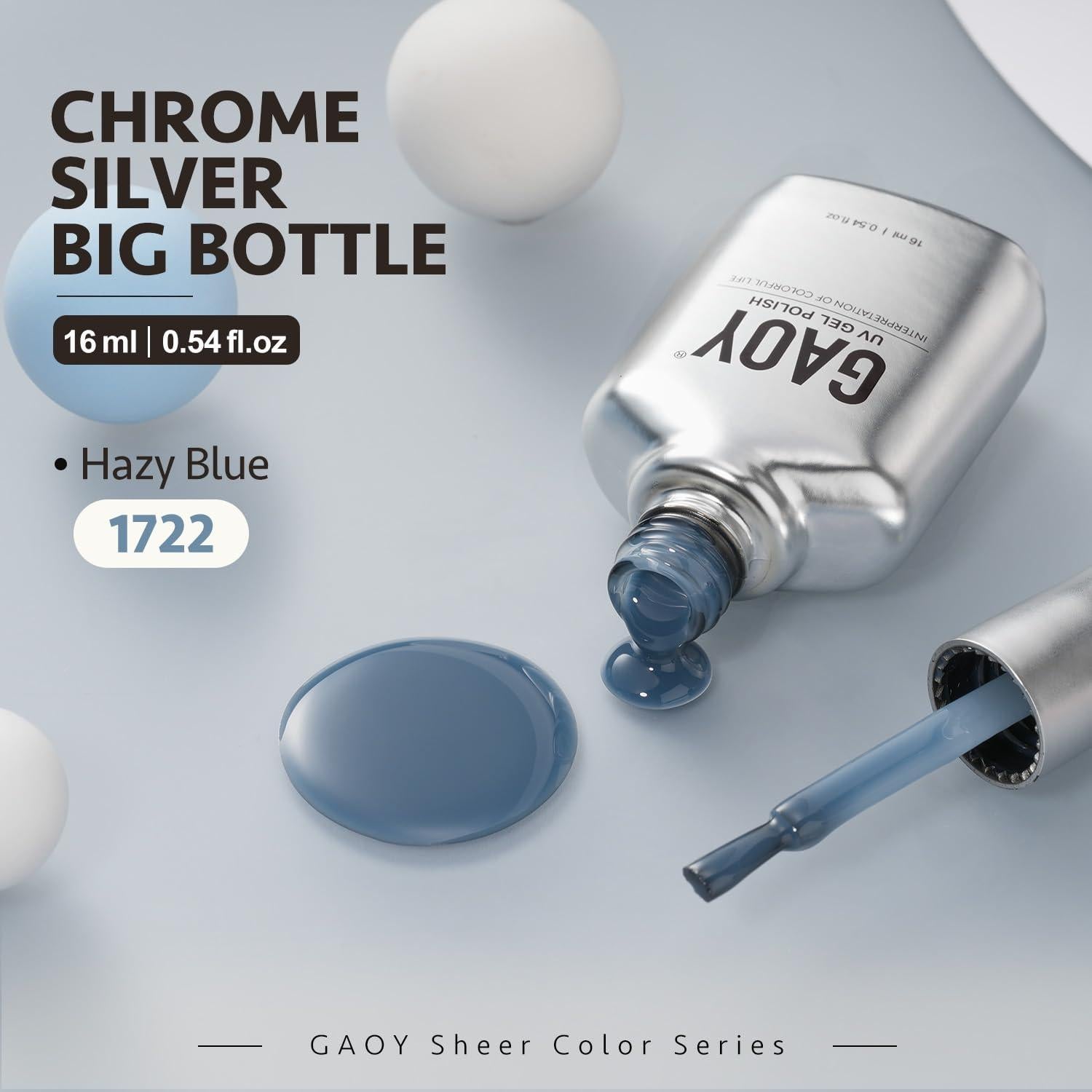 Gel de Uñas Translucido GAOY 16ml Azul Hazy Curado UV