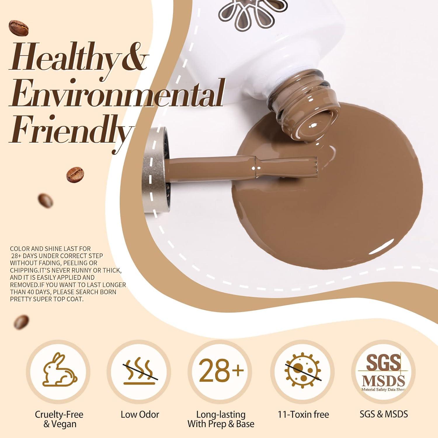 Kit de Esmalte de Uñas en Gel BORN PRETTY 6 Colores Marrón