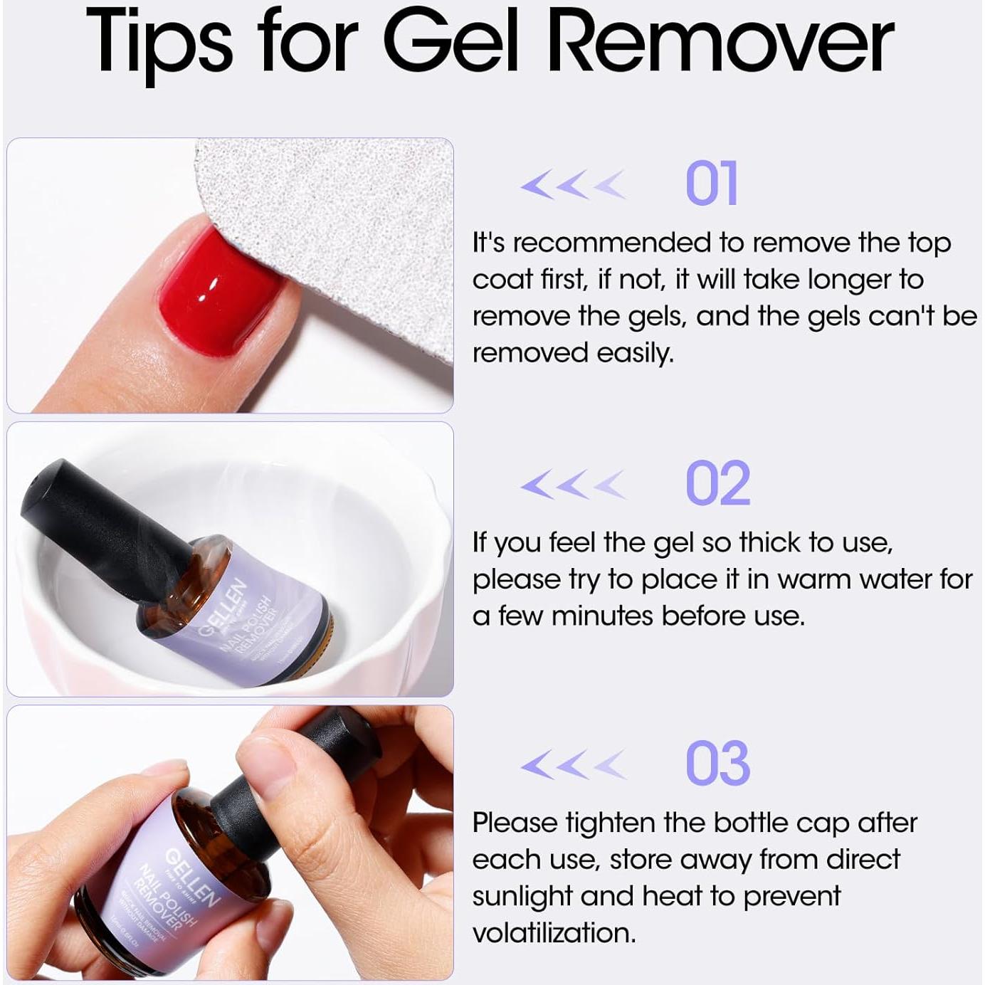 Gellen Removedor de Esmalte de Uñas en Gel - 2 Piezas Rápido