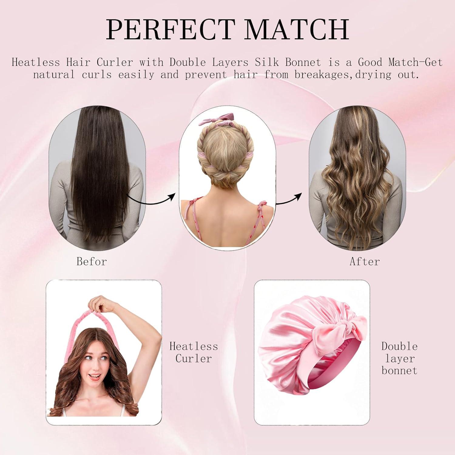 Juego Rizador de Cabello Sin Calor Fgail con Bonete de Seda