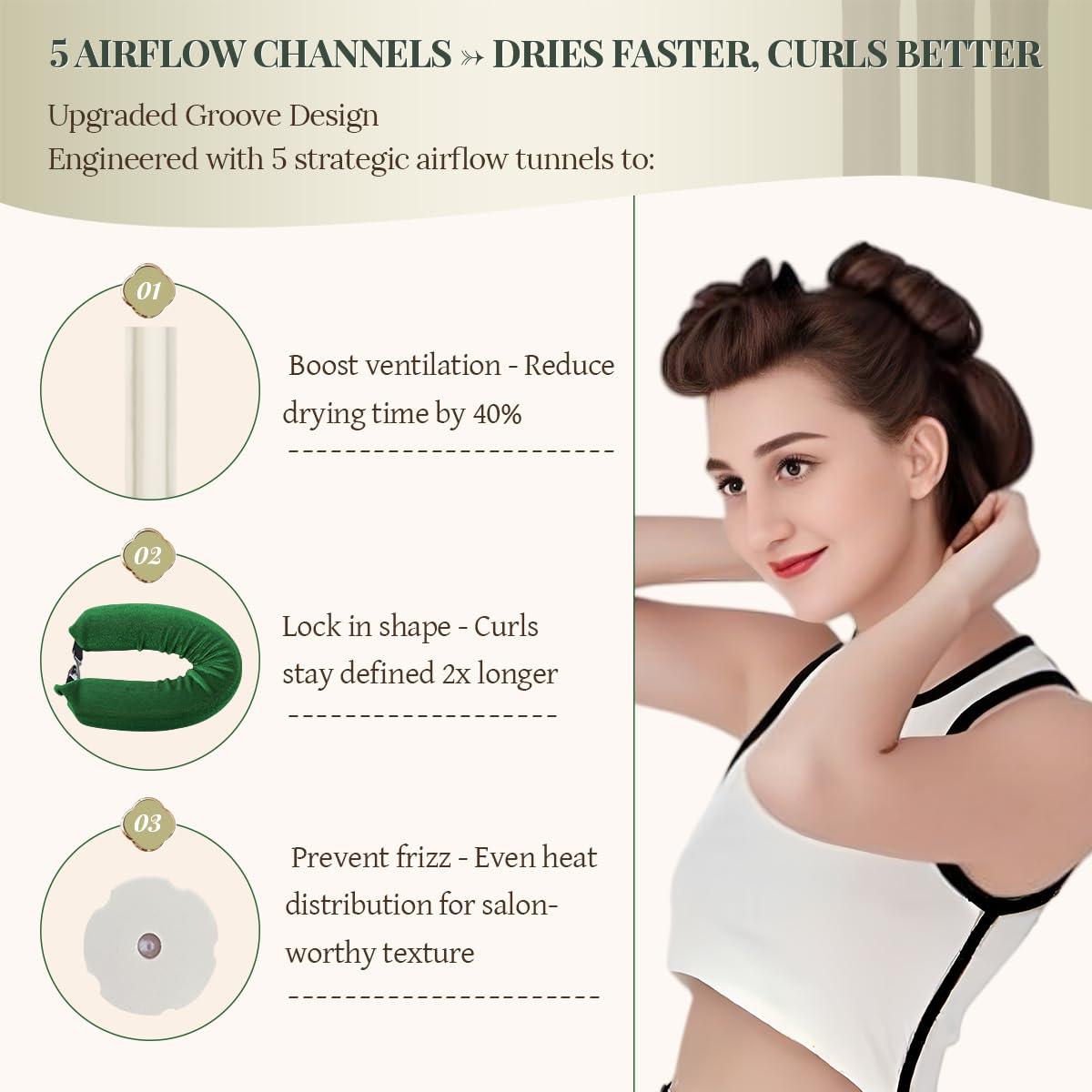 Rizador de Cabello Sin Calor ARWVOA 3 Varillas Verde