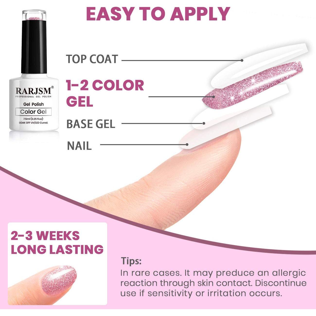 Esmalte de Uñas Gel Rosa Neón RARJSM 7.5ml Brillante