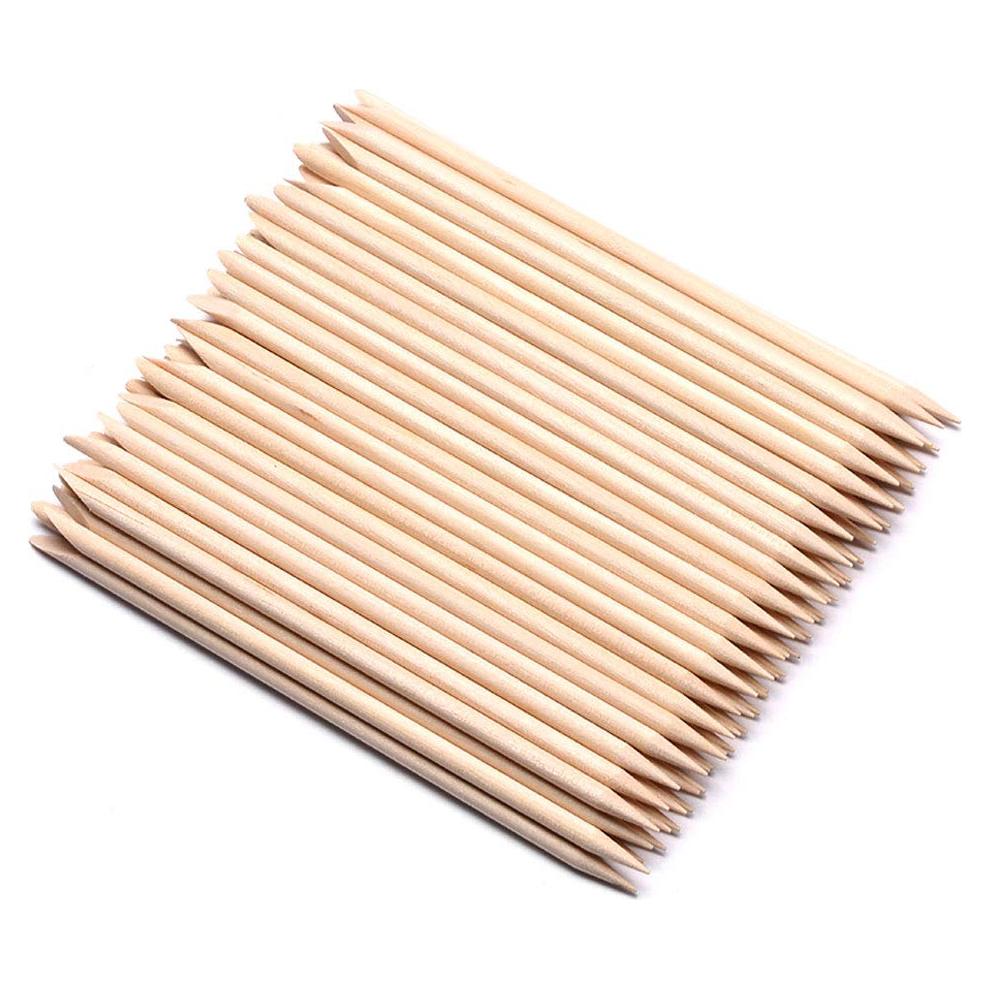 100 Palitos de Madera Naranja Doble Lado para Manicura