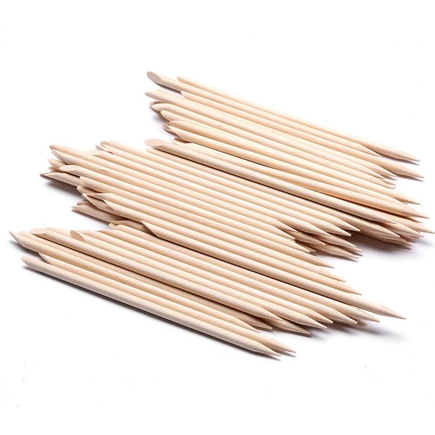 100 Palitos de Madera Naranja Doble Lado para Manicura