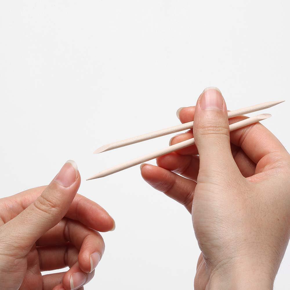 100 Palitos de Madera Naranja Doble Lado para Manicura
