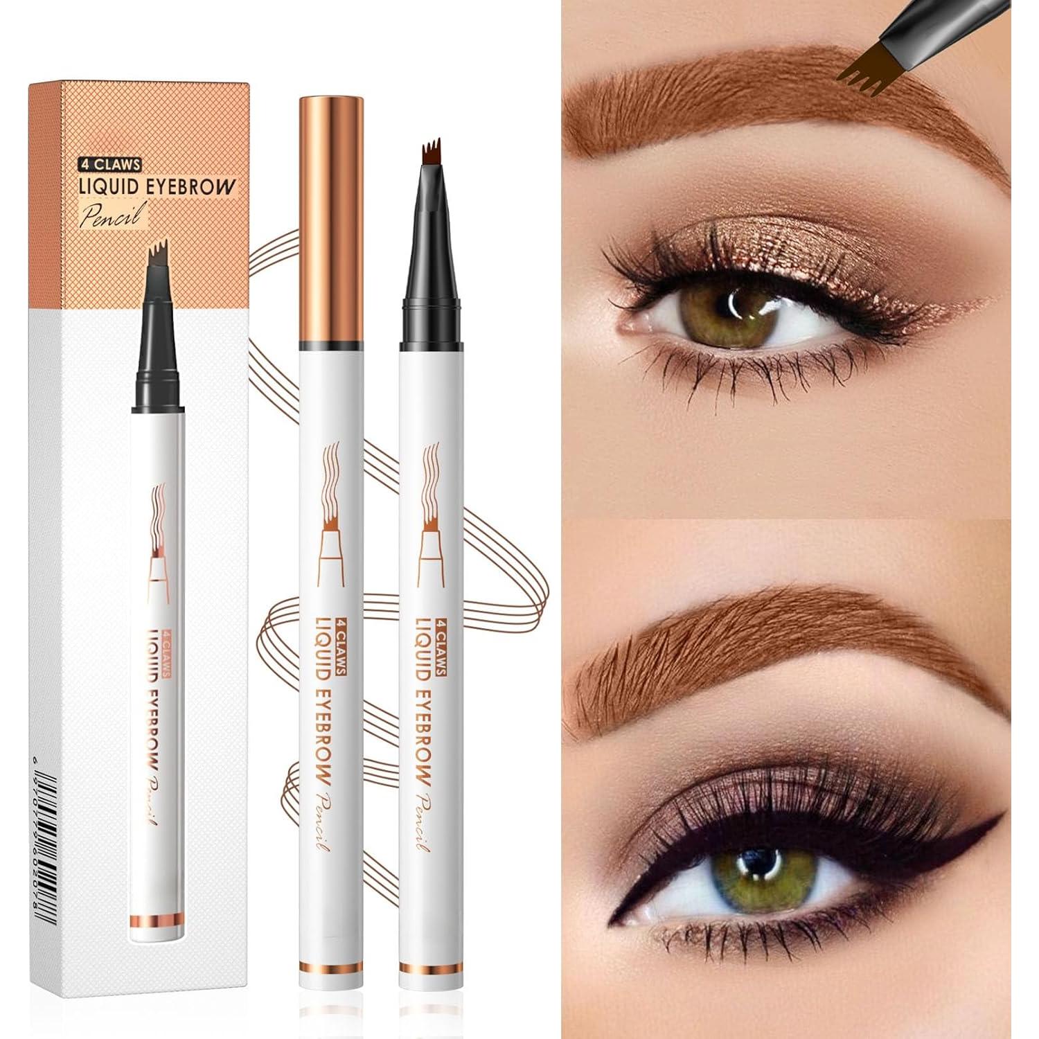 Lápiz de Cejas 4 Puntas Yulinlon - Impermeable Café Oscuro
