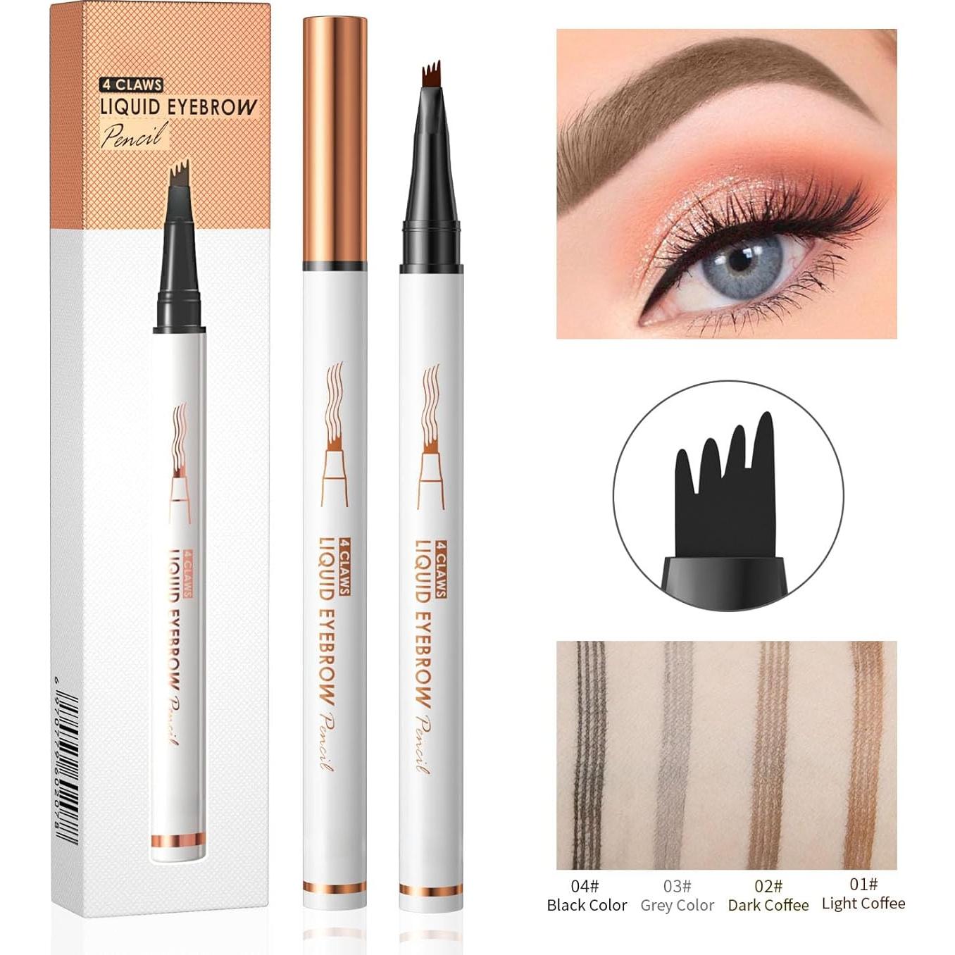 Lápiz de Cejas 4 Puntas Yulinlon - Impermeable Café Oscuro