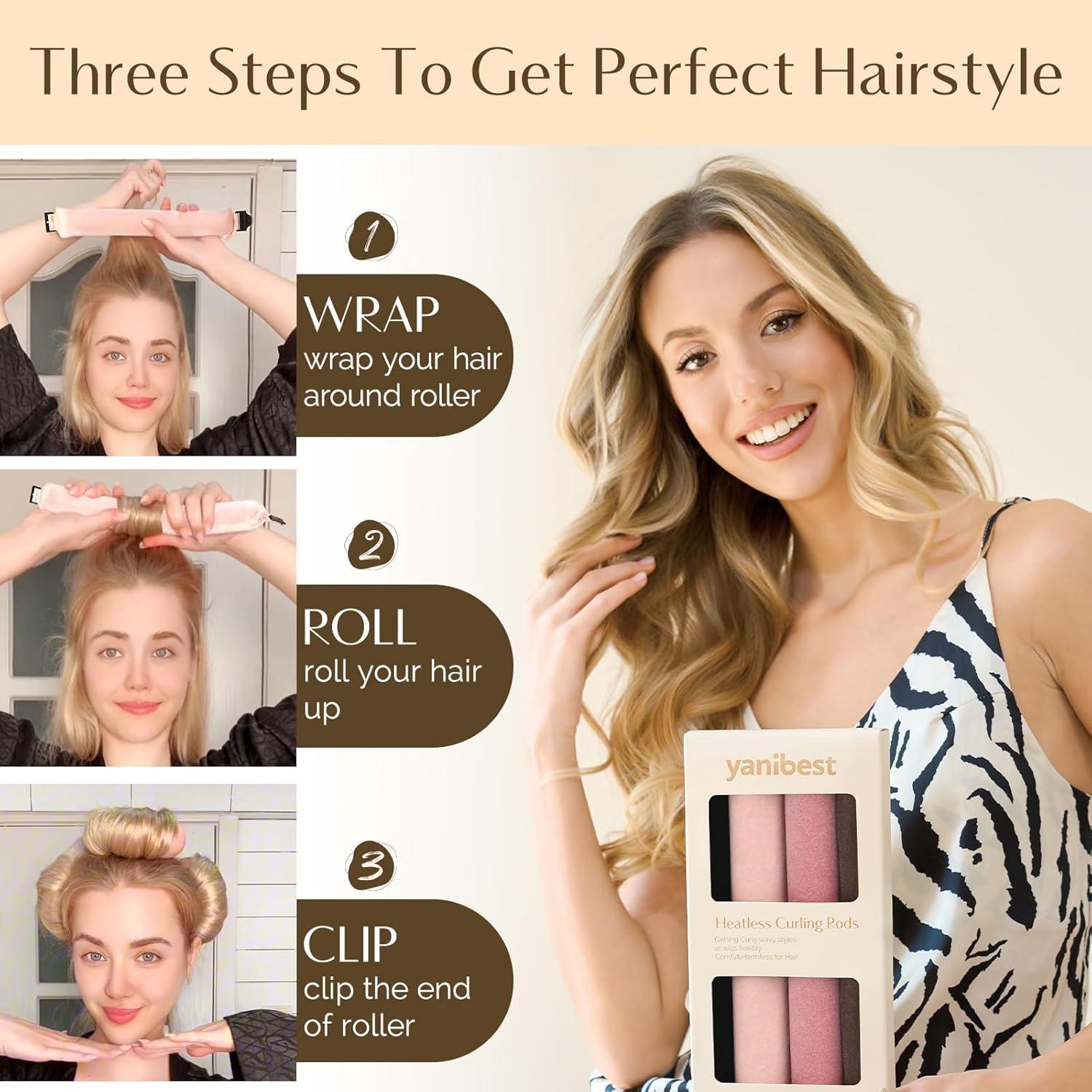 Rizador de Cabello Sin Calor YANIBEST - 4 Varillas Terciopelo