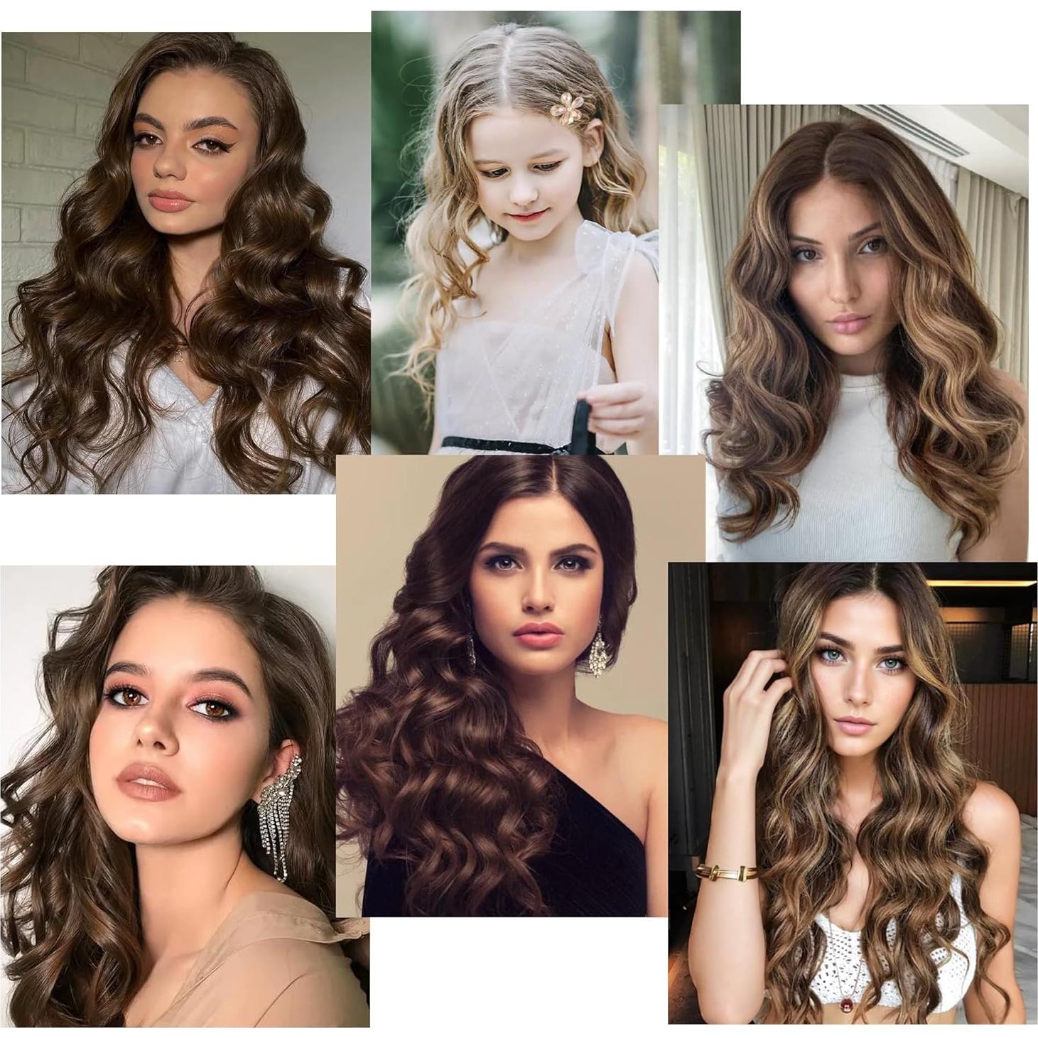 Varillas de Rizado Sin Calor FAELBATY - 6 Piezas Satén Negro