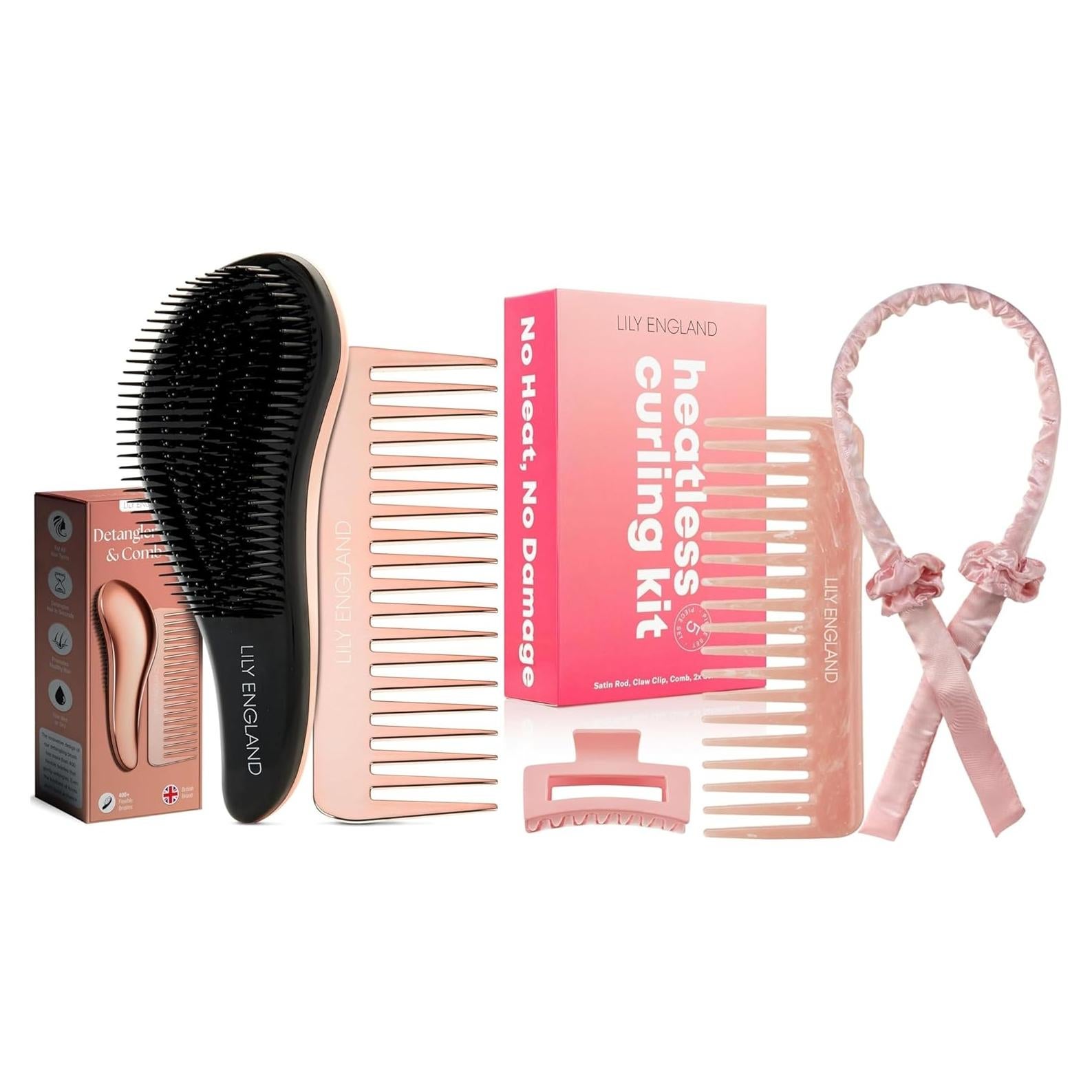 Juego de Cepillo y Peine Desenredante Oro Rosa - Cuidado Cabello