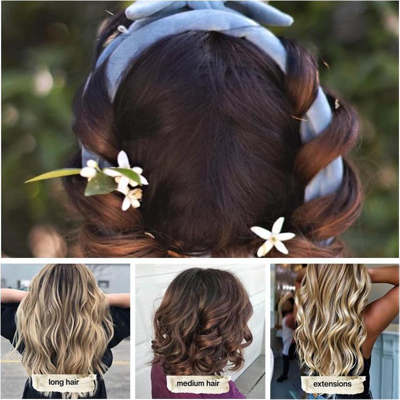 Heatless Hair Curlers Satin Heatless Curling Set Heatless Curls Overnight Hair Curlers to Sleep in Rollers Hair Curlers Rod Headband for Womens Holiday Gift (SkyblueA)