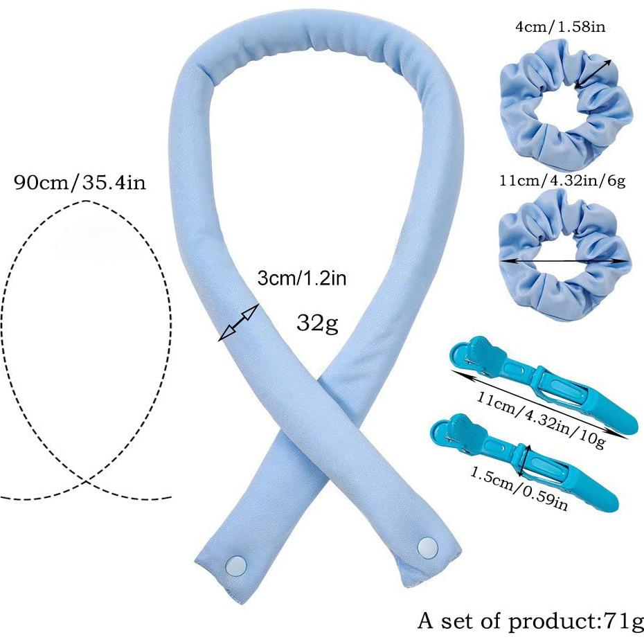 Heatless Hair Curlers Satin Heatless Curling Set Heatless Curls Overnight Hair Curlers to Sleep in Rollers Hair Curlers Rod Headband for Womens Holiday Gift (SkyblueA)