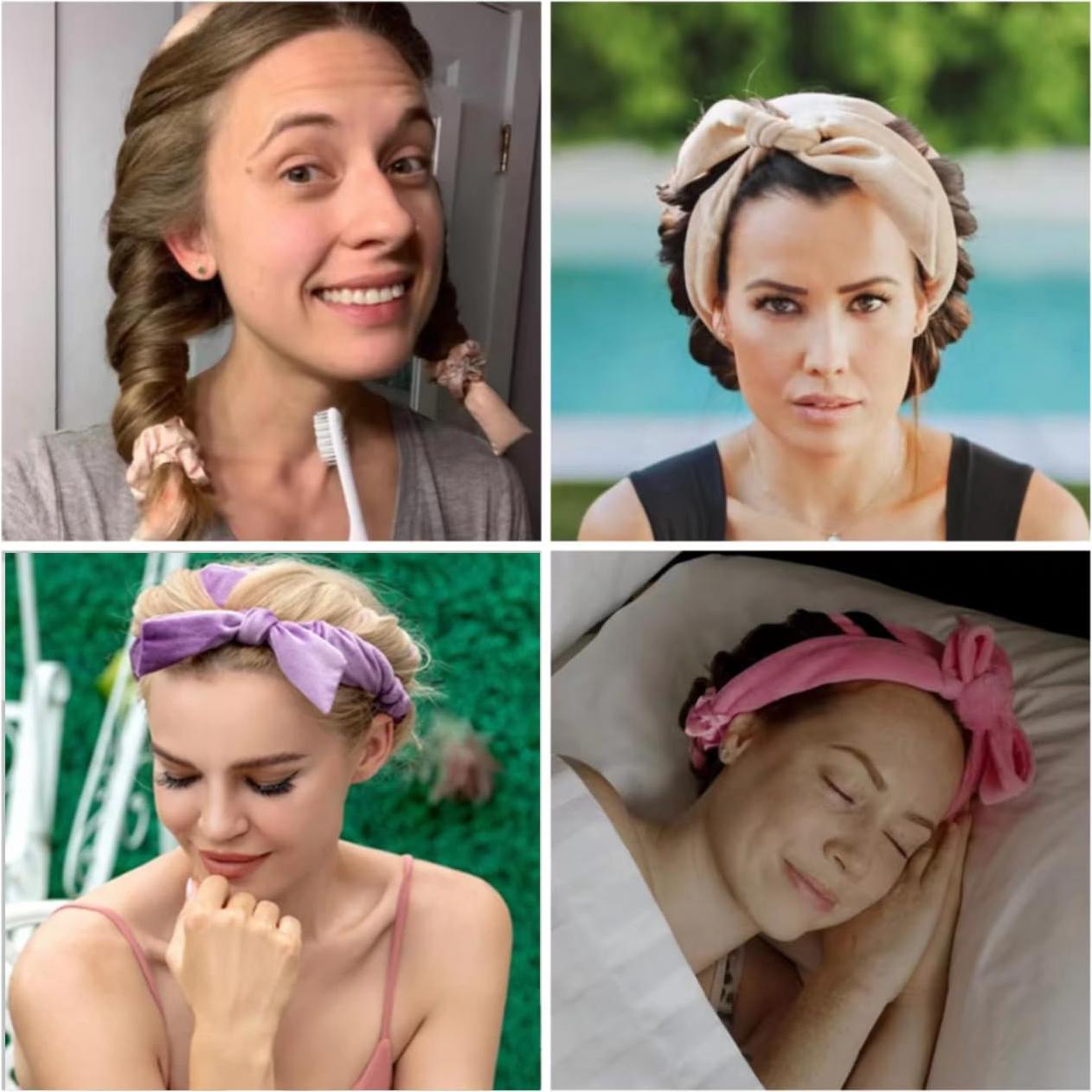 Heatless Hair Curlers Satin Heatless Curling Set Heatless Curls Overnight Hair Curlers to Sleep in Rollers Hair Curlers Rod Headband for Womens Holiday Gift (SkyblueA)