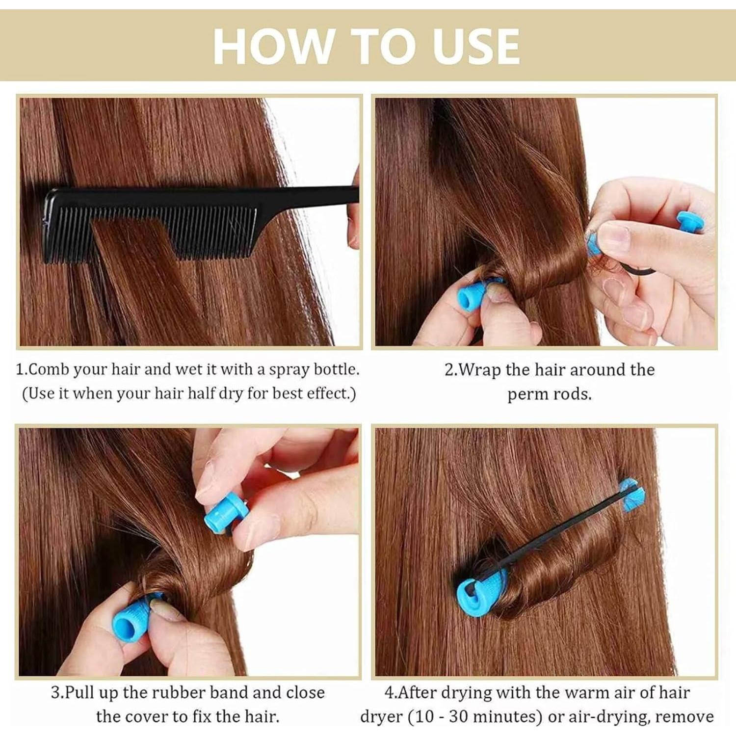 40 Varillas de Perm Azul ALIABSION para Cabello Corto 8.3cm