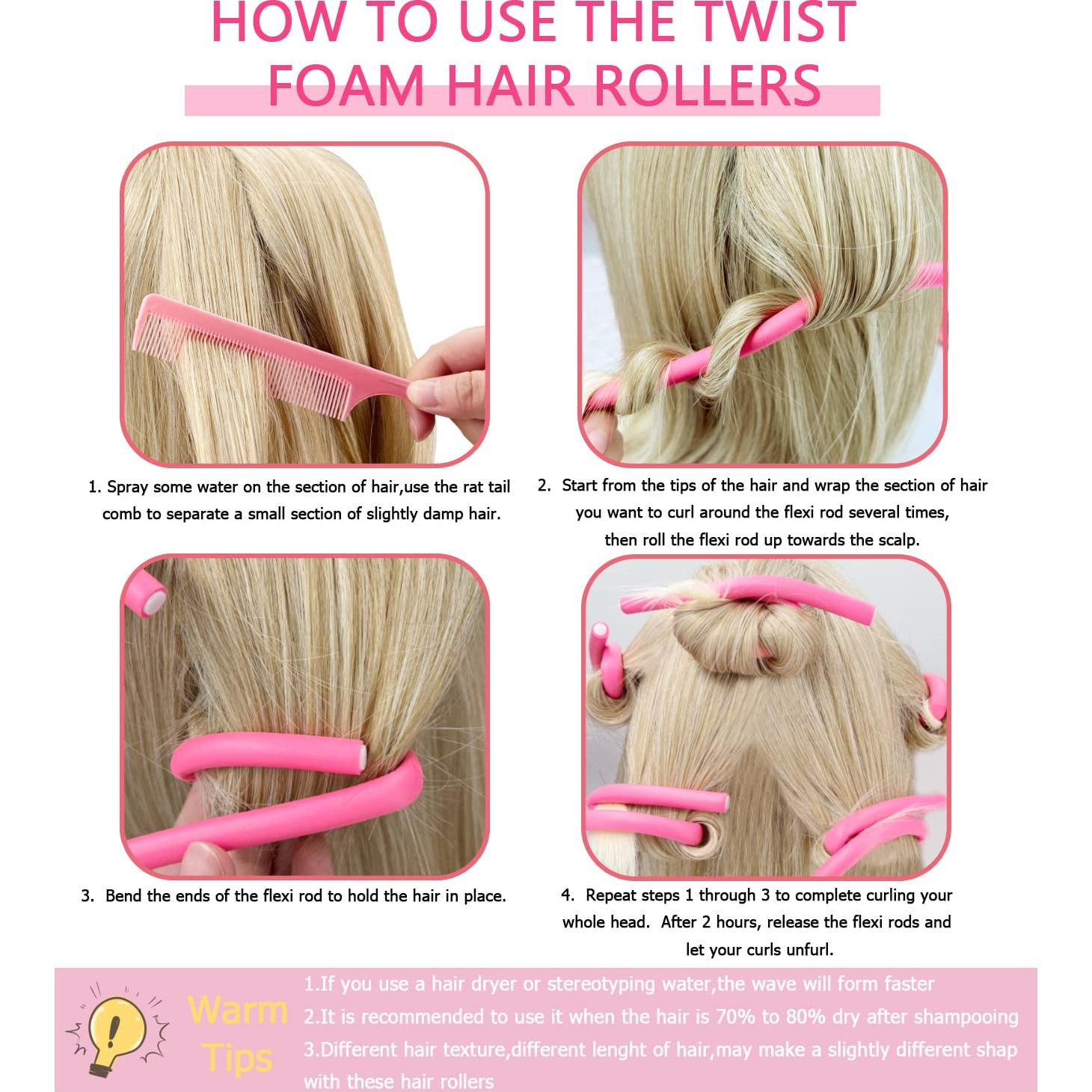 60 Varillas Flexibles para Rizar BIEAEIA Sin Calor Rosa