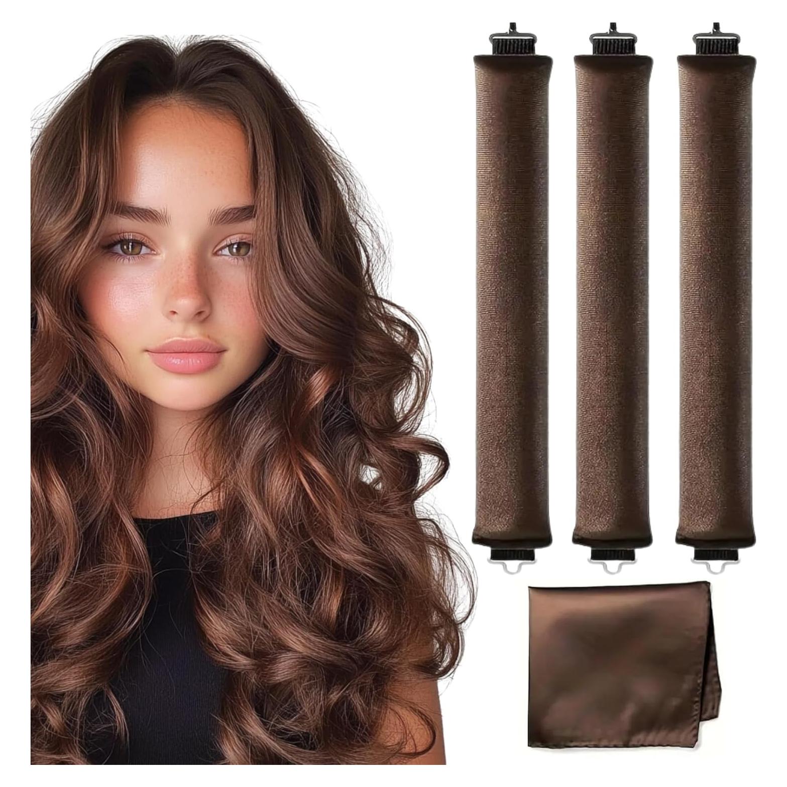 Rizador de Cabello Sin Calor Terciopelo Jumbo 3 PZS Chocolate