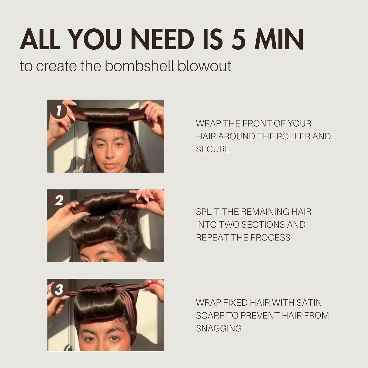 Rizador de Cabello Sin Calor Terciopelo Jumbo 3 PZS Chocolate