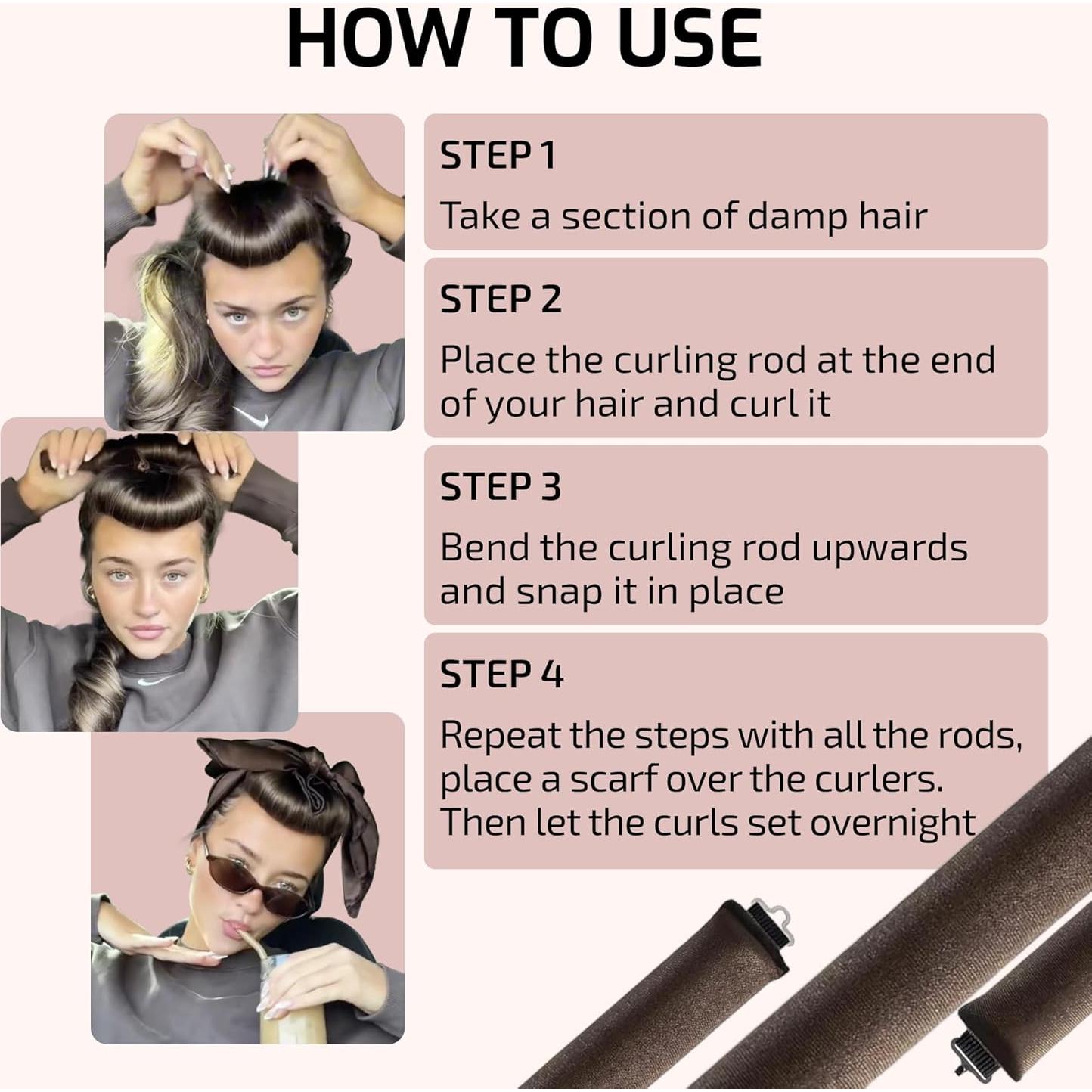 Rizador Sin Calor bxigm - Conjunto 3 Varillas y Bufanda