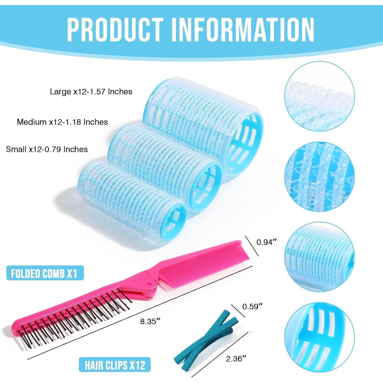 Kit de Rulos Autoadhesivos Sin Calor HAKINBOT - 36 Rulos 3 Tamaños