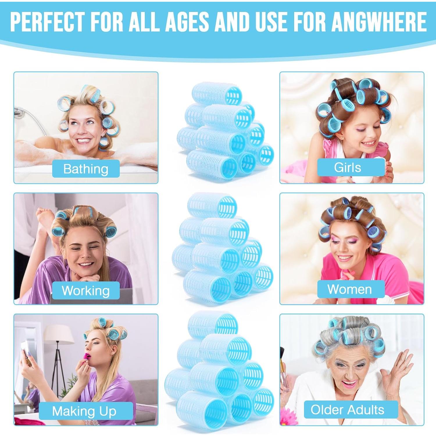 Kit de Rulos Autoadhesivos Sin Calor HAKINBOT - 36 Rulos 3 Tamaños