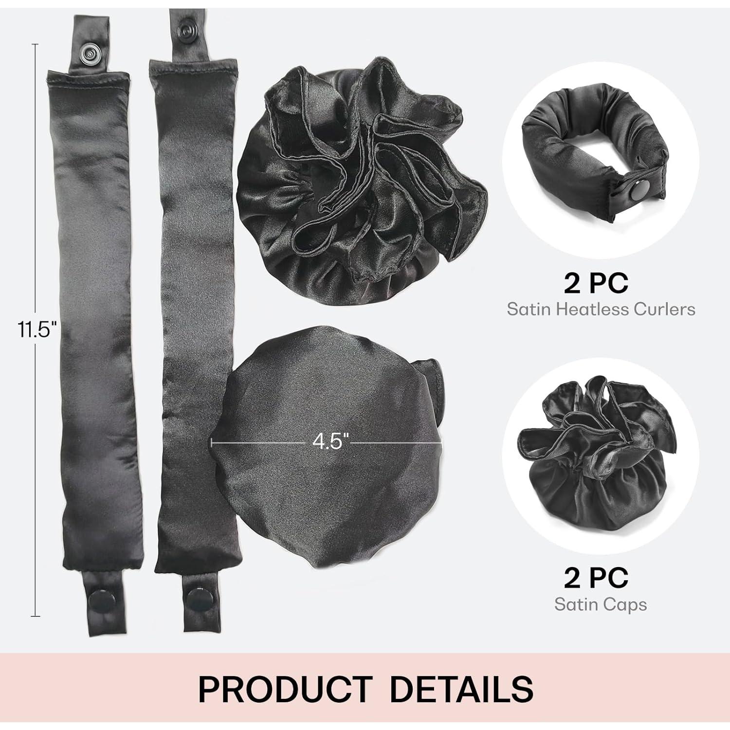 Rizadores de cabello sin calor BLINKEEN - 2 Sets Negro