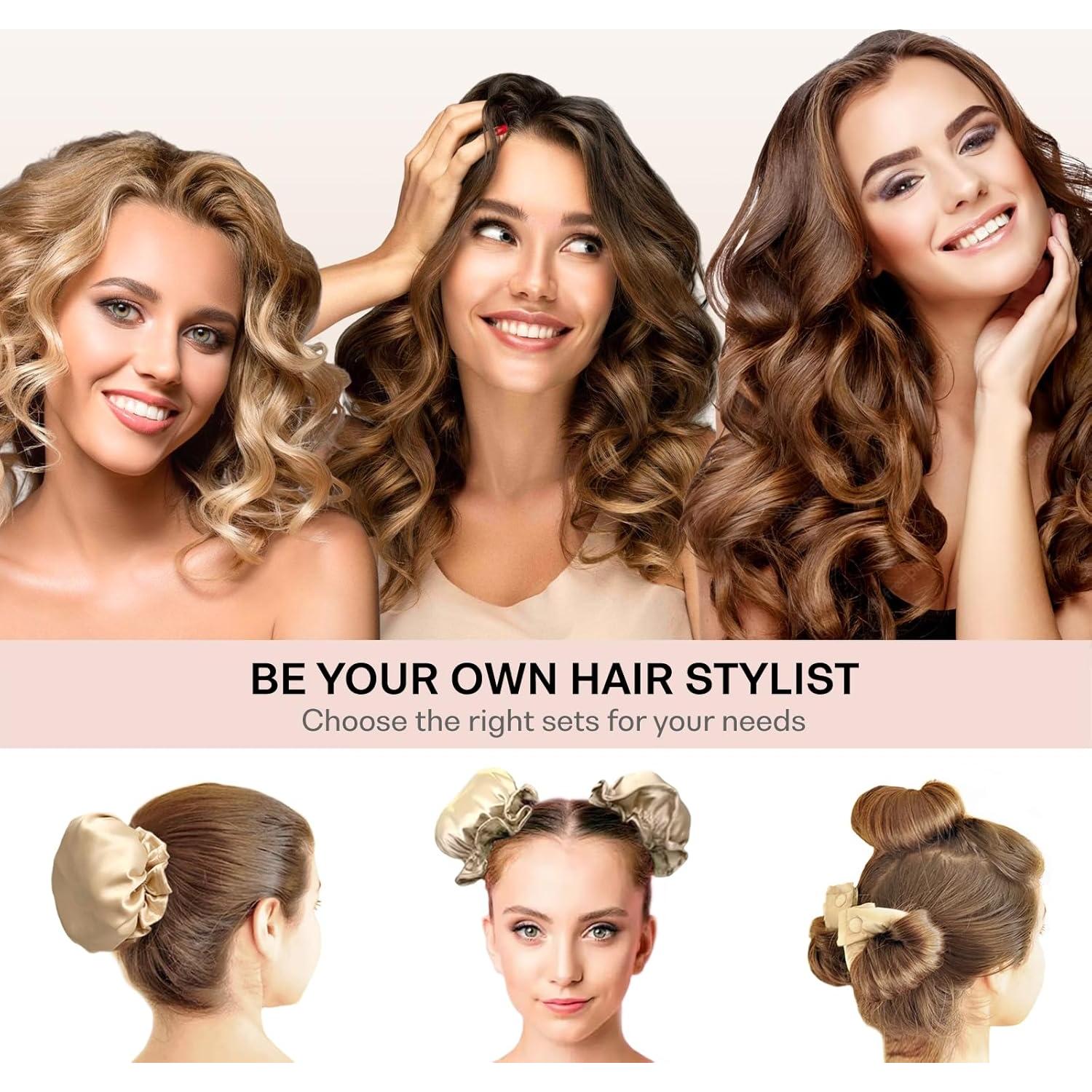 Rizadores de cabello sin calor BLINKEEN - 2 Sets Negro