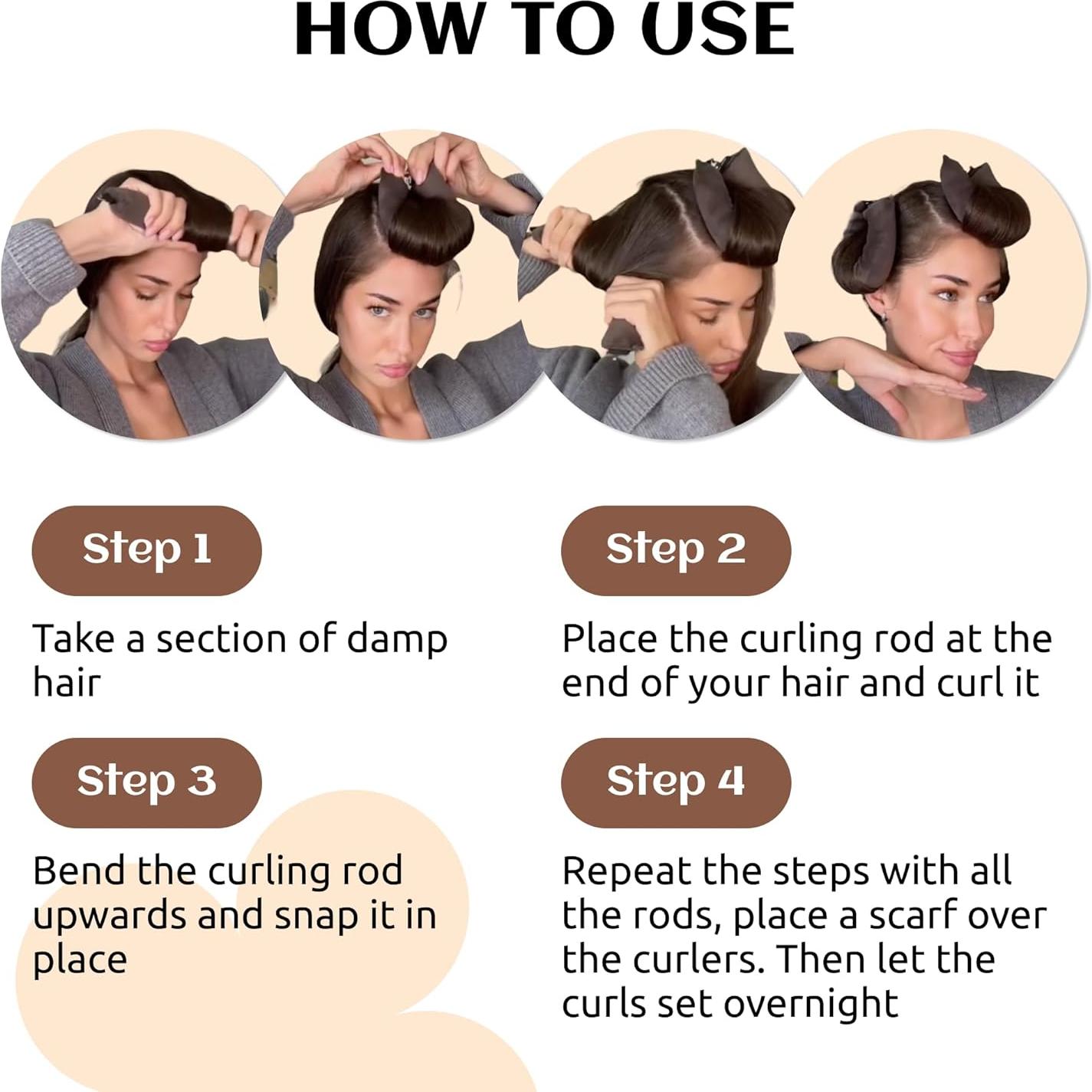 Varillas para rizar cabello sin calor - Rulos suaves reutilizables