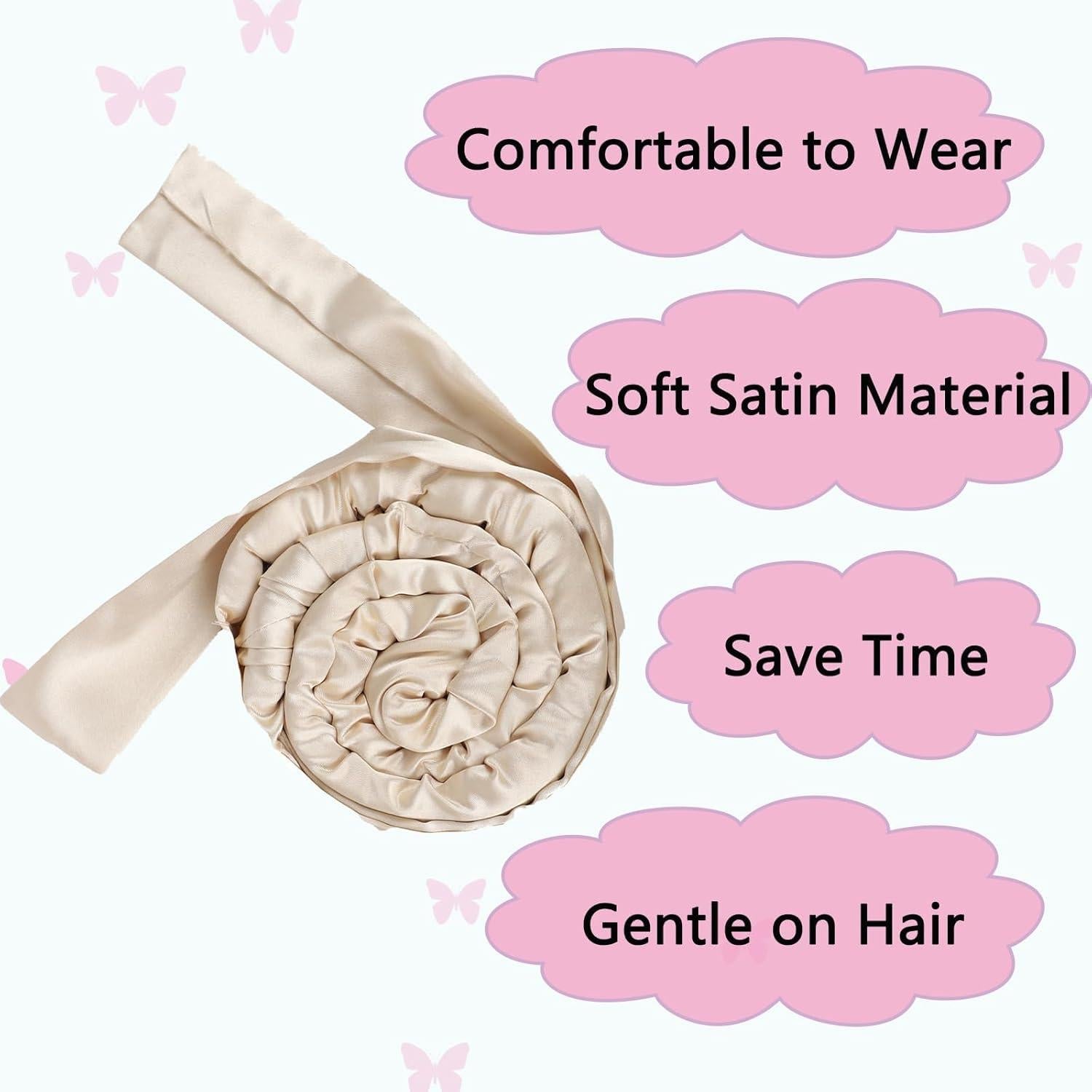 Rizador de Cabello Sin Calor Kossys con Cinta de Satén Champán