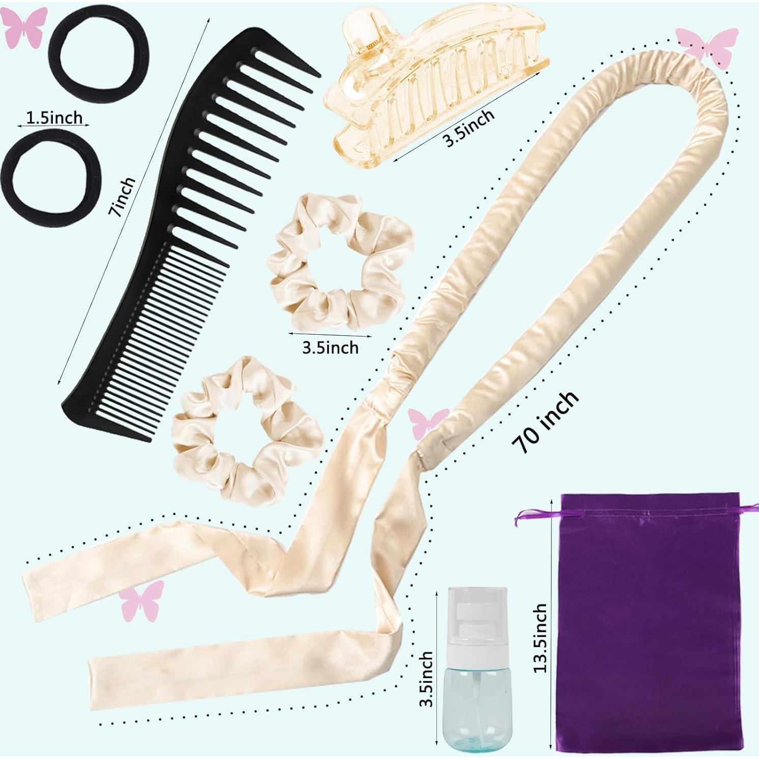 Rizador de Cabello Sin Calor Kossys con Cinta de Satén Champán