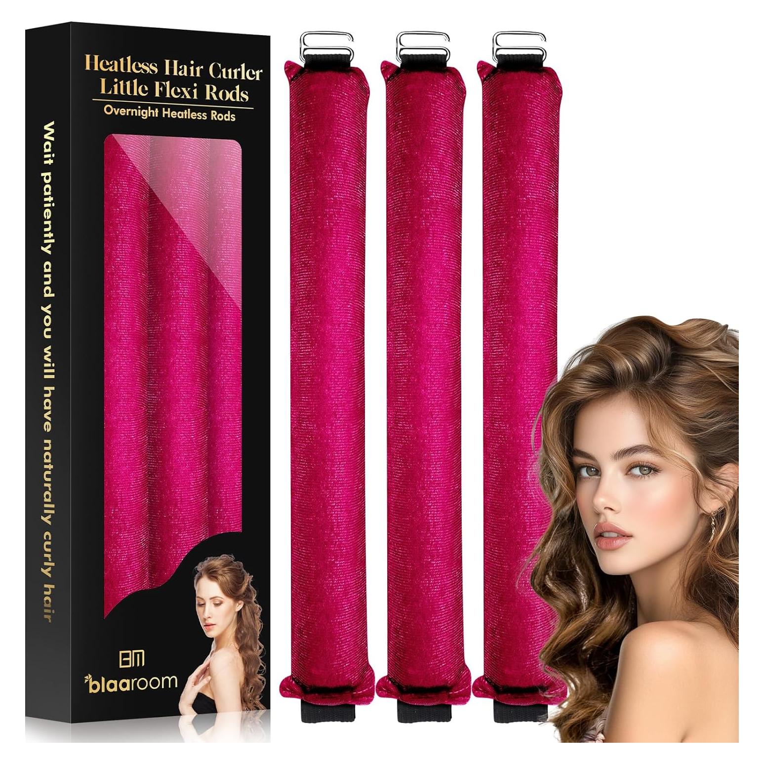 Rizador de Cabello Sin Calor BLAAROOM Jumbo Rojo Rosa 3 Piezas