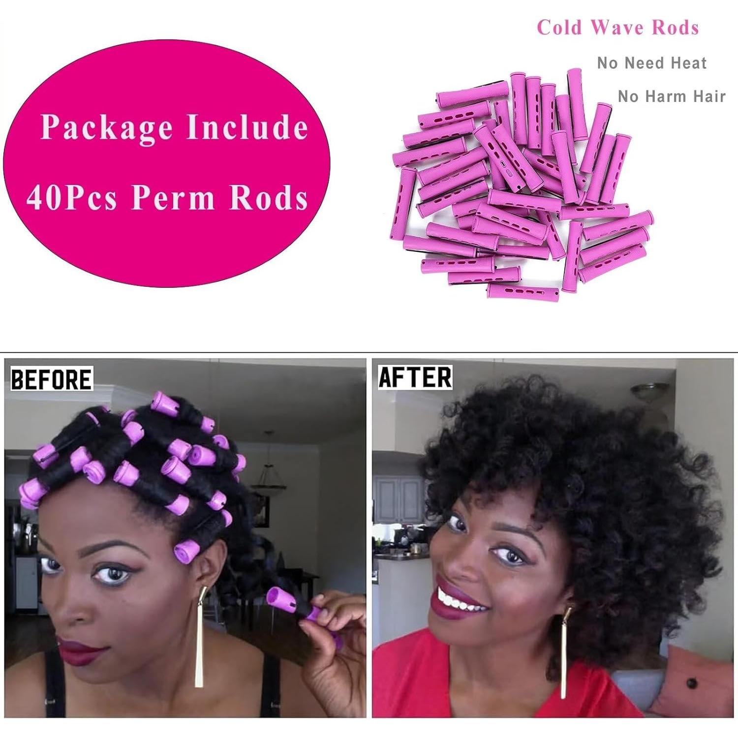 Juego de 40 Varillas de Perm para Cabello Natural - Meigick