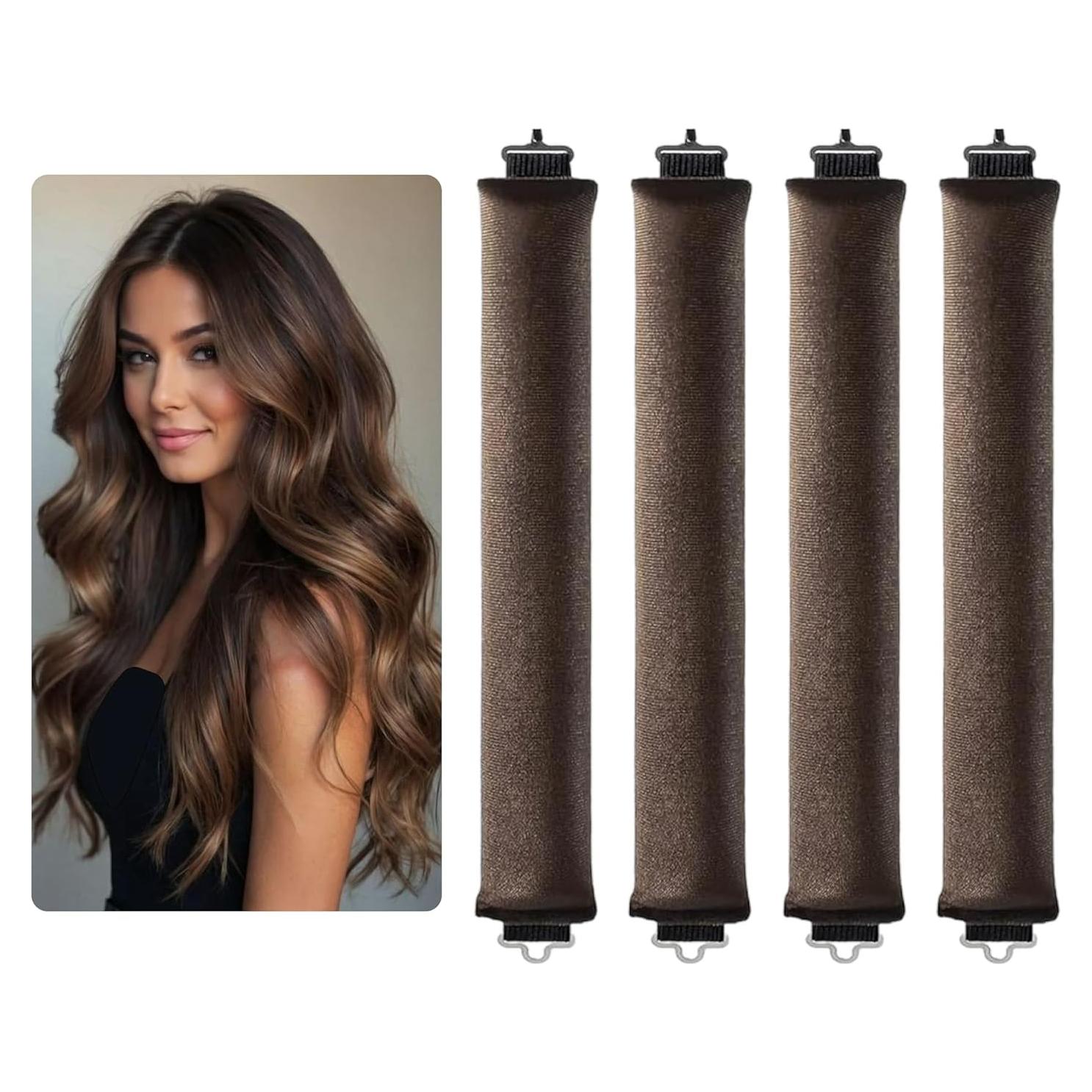 Juego de Rulos de Terciopelo Lila - 4 Rulos Sin Calor para Cabello