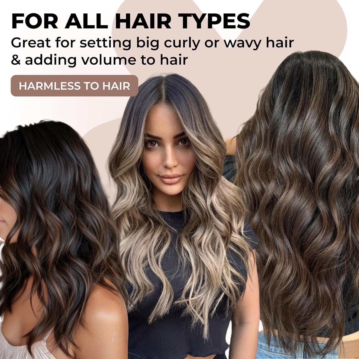 Juego de Rulos de Terciopelo Lila - 4 Rulos Sin Calor para Cabello