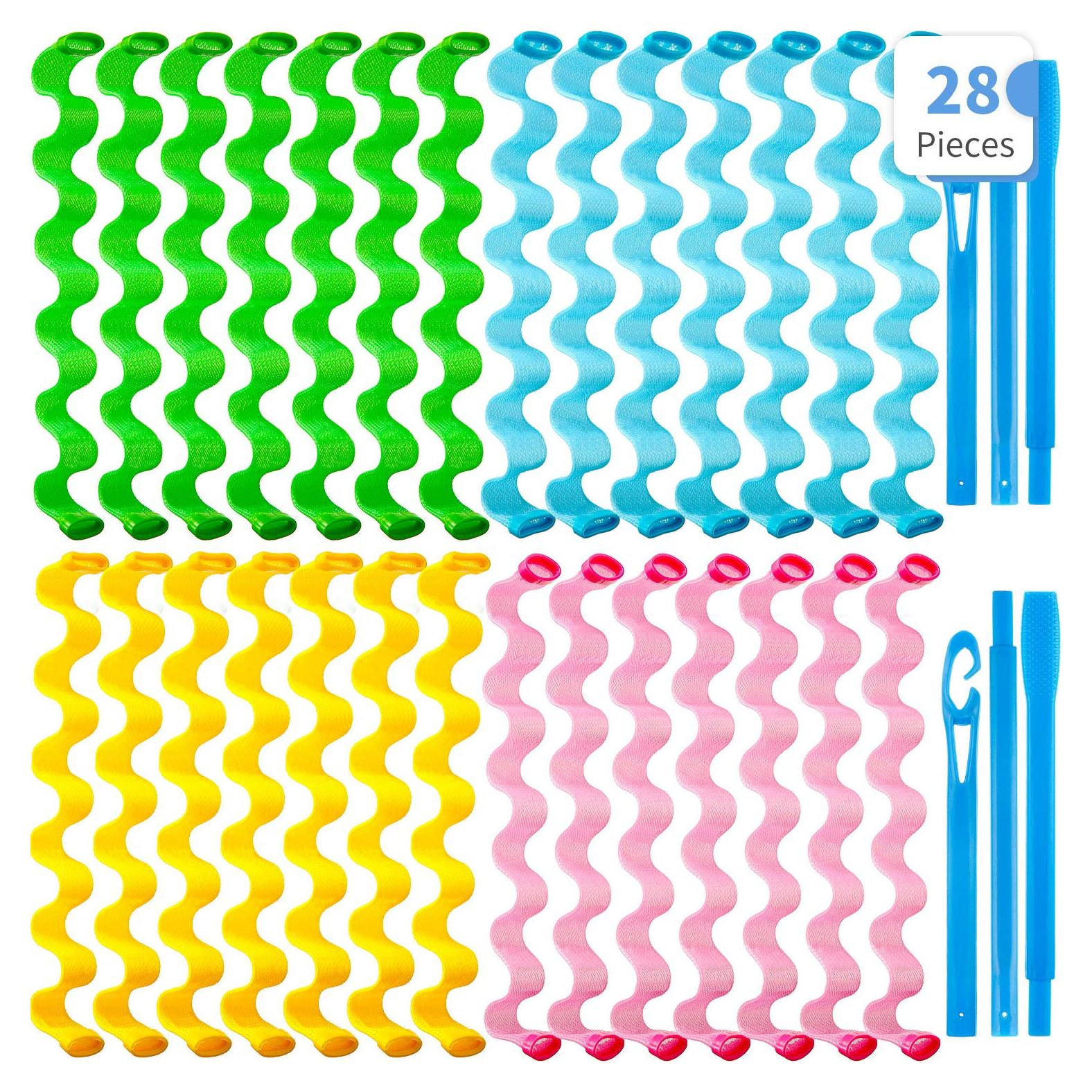 Kit de 28 Rulos Espirales Sin Calor WILLBOND 45 cm Colores Variados