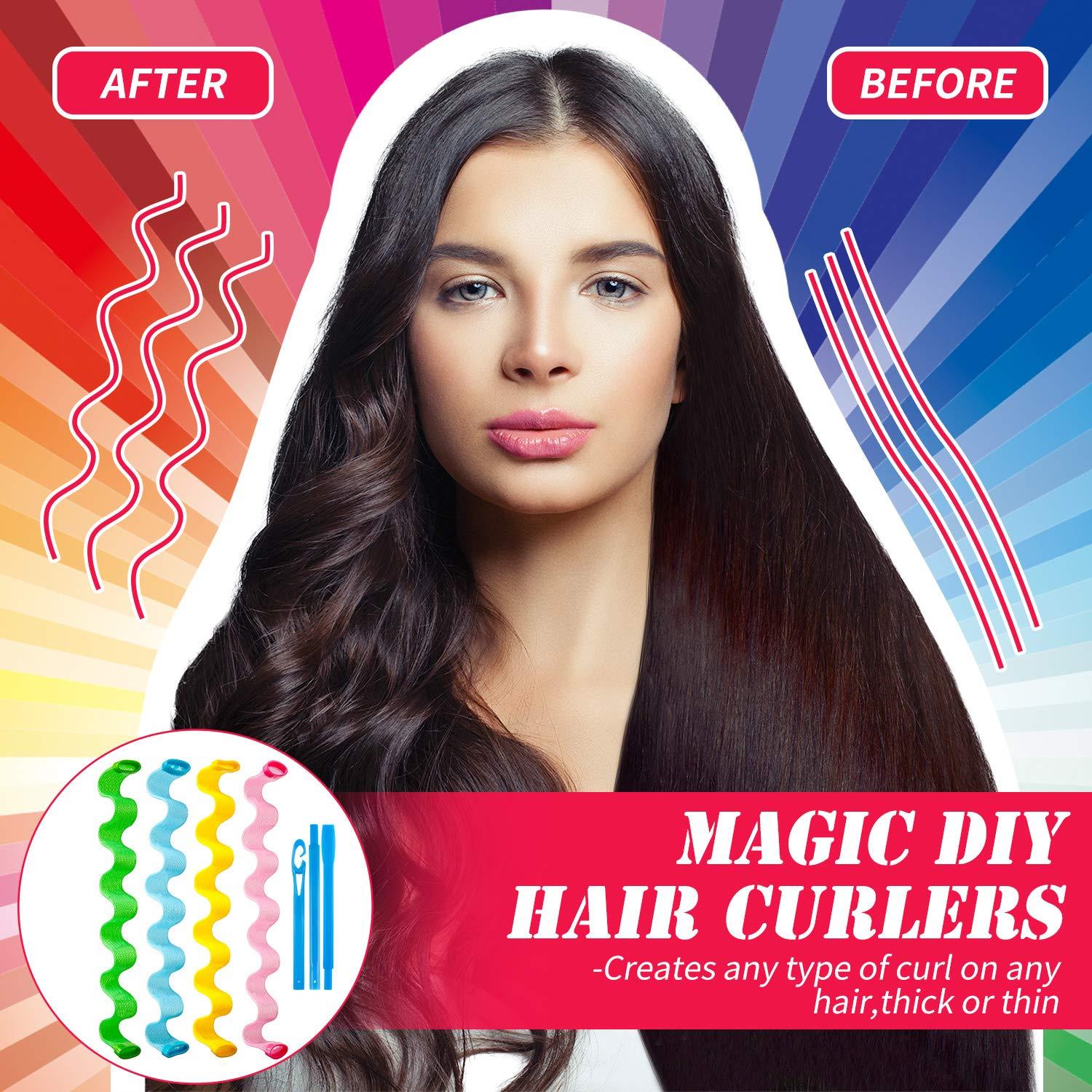 Kit de 28 Rulos Espirales Sin Calor WILLBOND 45 cm Colores Variados