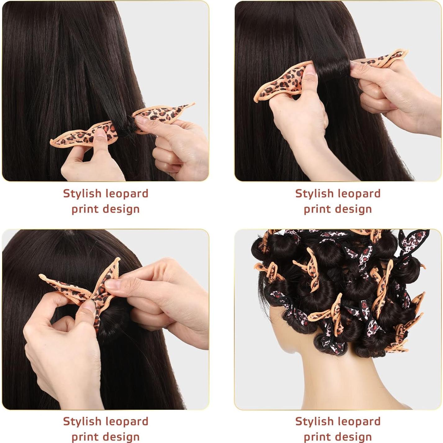 Rulos Suaves para Cabello Bememo 40 Piezas Sin Calor Leopardo