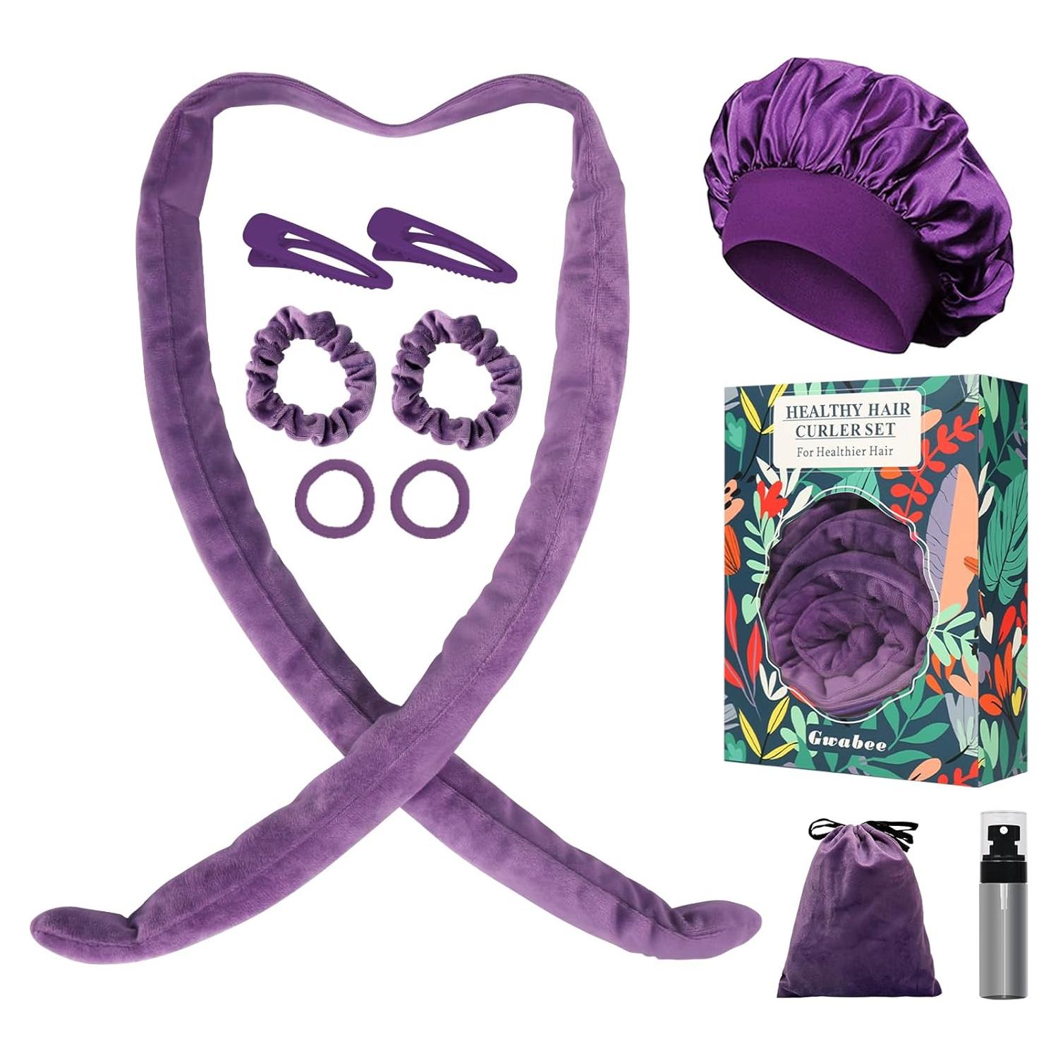 Rizadores de Cabello Sin Calor Gwabee 10 PCS Púrpura