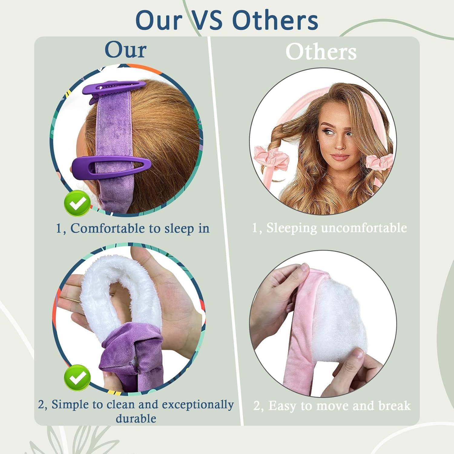 Rizadores de Cabello Sin Calor Gwabee 10 PCS Púrpura