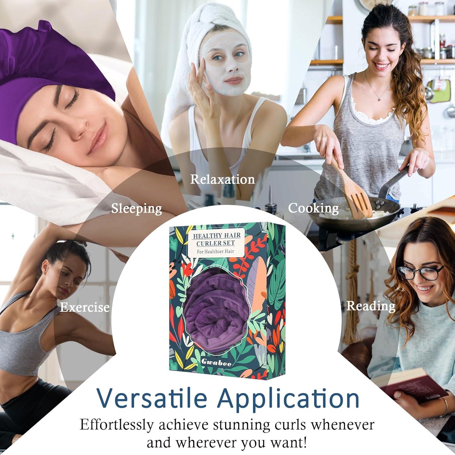 Rizadores de Cabello Sin Calor Gwabee 10 PCS Púrpura