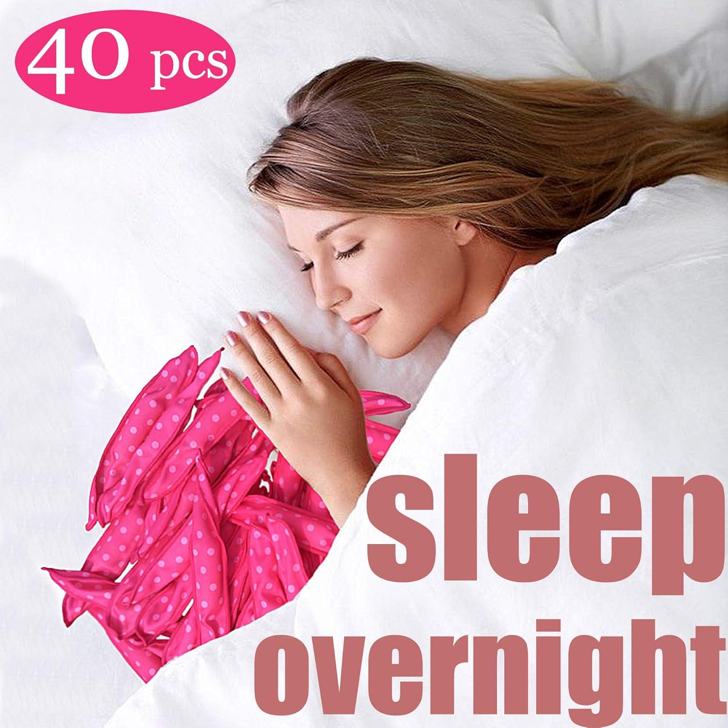 40 Rulos de Pelo Suaves Dababell Rosa para Dormir Sin Calor