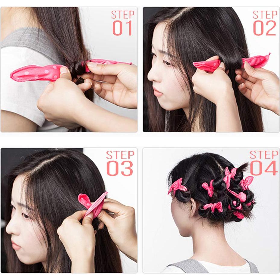 40 Rulos de Pelo Suaves Dababell Rosa para Dormir Sin Calor